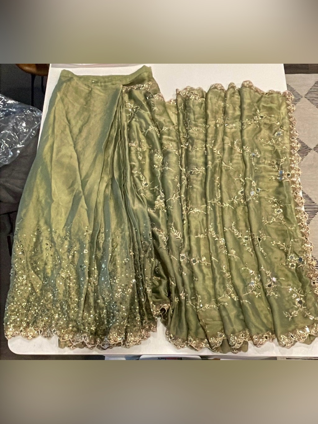 Moss Green Tissue Sari Lashkaraa - Xs — image 4 of 7
